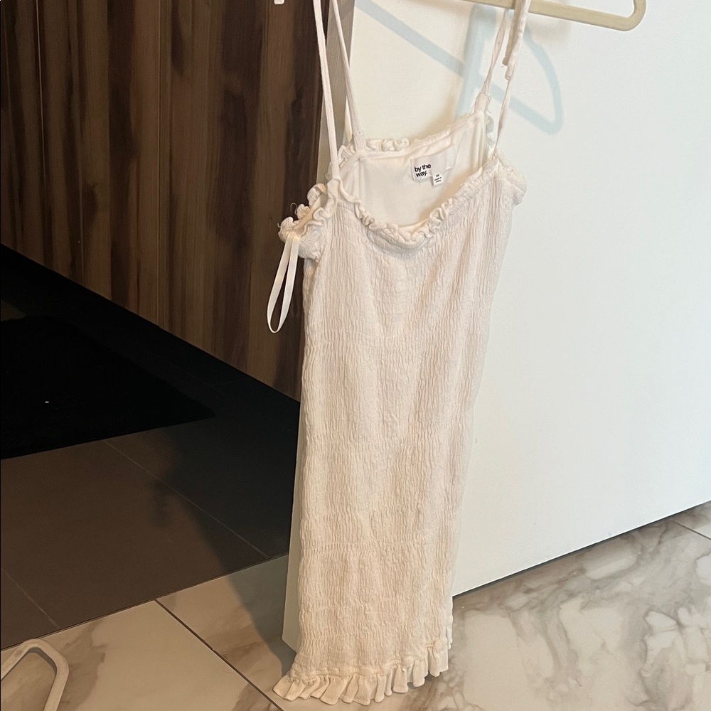 White Ruffled Sleeveless Dress